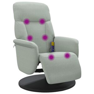 vidaXL Cadeir&atilde;o massagens reclin&aacute;vel + apoio de p&eacute;s veludo cinza-claro
