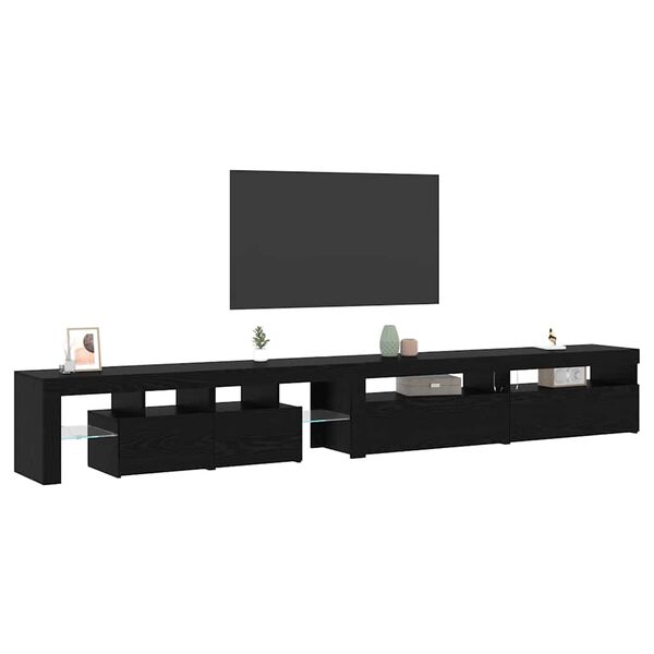 vidaXL Gabinete para TV 3 pcs Carvalho Preto 290 x 36,5 x 40 cm