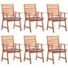 vidaXL Cadeiras de jantar p/ jardim 6 pcs c/ almofad&otilde;es ac&aacute;cia maci&ccedil;a