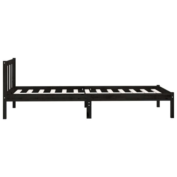 vidaXL Estrutura de cama 100x200 cm madeira pinho maci&ccedil;o preto