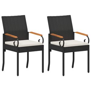 vidaXL Cadeiras de jardim com almofada 2 pcs Preto e Branco Creme