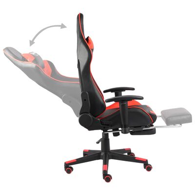 vidaXL Cadeira de gaming giratória com apoio de pés PVC vermelho