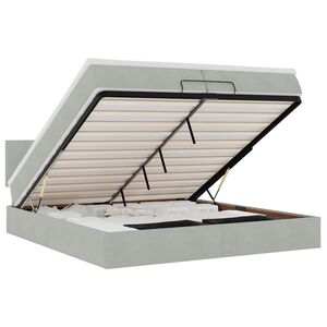 vidaXL Estrutura de cama otomana com colch&atilde;o 200x200 cm cinzento claro