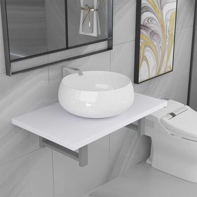 vidaXL Conjunto de móveis de casa banho 2 peças cerâmica branco