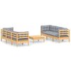 vidaXL 7 pcs conjunto lounge de jardim c/ almofad&otilde;es cinzentos pinho