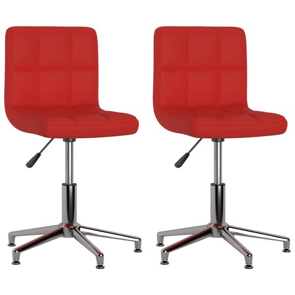 vidaXL Cadeiras jantar girat&oacute;rias 2pcs couro artificial vermelho tinto