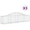 vidaXL Cestos gabi&atilde;o arqueados 3 pcs 200x30x40/60 cm ferro galvanizado