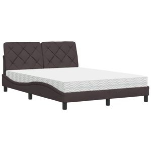 vidaXL Cama com colch&atilde;o 140x200 cm tecido castanho-escuro