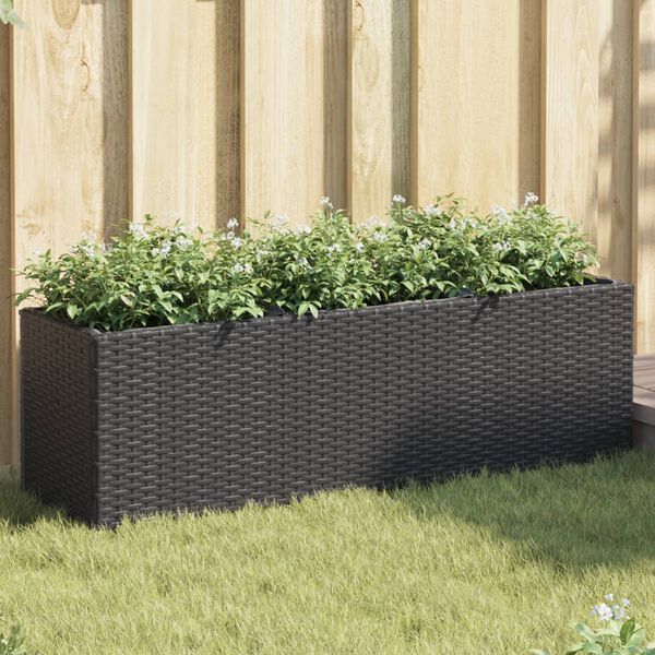 vidaXL Floreira de jardim com 3 vasos 2pcs 105x30x32 cm vime PE preto