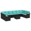 vidaXL Conjunto de Sof&aacute; de Jardim 11 unid. Preto vime PE