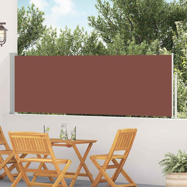 vidaXL Toldo lateral retr&aacute;til para p&aacute;tio 100x500 cm castanho