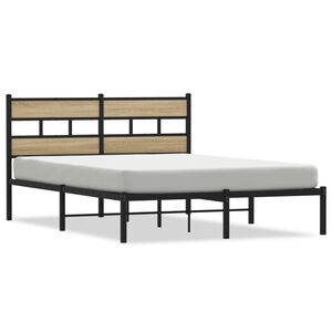 vidaXL Estrutura de cama sem colch&atilde;o 140x200 cm metal carvalho sonoma