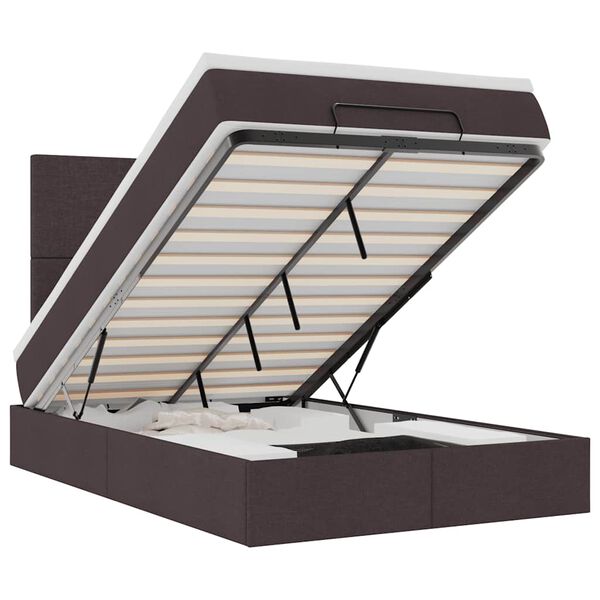 vidaXL Estrutura cama otomana colch&atilde;o 120x200cm tecido castanho escuro