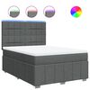 vidaXL Cama com molas/colch&atilde;o 140x190 cm tecido cinzento-escuro