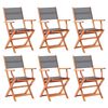 vidaXL Cadeiras jardim dobr&aacute;veis 6pcs eucalipto maci&ccedil;o/textilene cinza