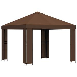 vidaXL Gazebo 3 x 3 m Castanho Poli&eacute;ster e A&ccedil;o 190 gsm