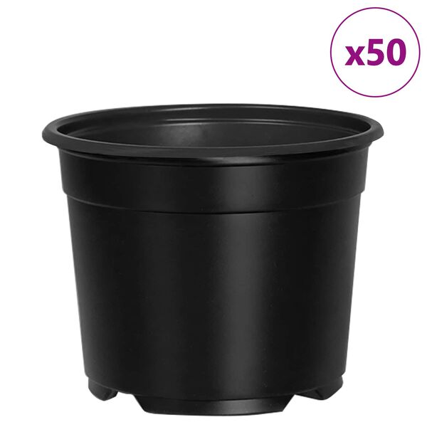 vidaXL Vaso de Flores 50 pcs Preto &Oslash; 15 x 12.5 cm Pl&aacute;stico