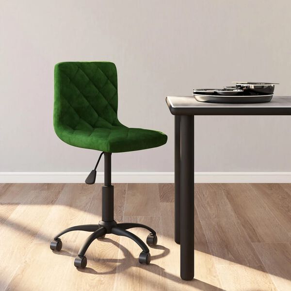 vidaXL Cadeira de jantar girat&oacute;ria veludo verde-escuro