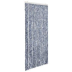 vidaXL Cortina anti-insetos 90x220 cm chenille azul, branco prateado