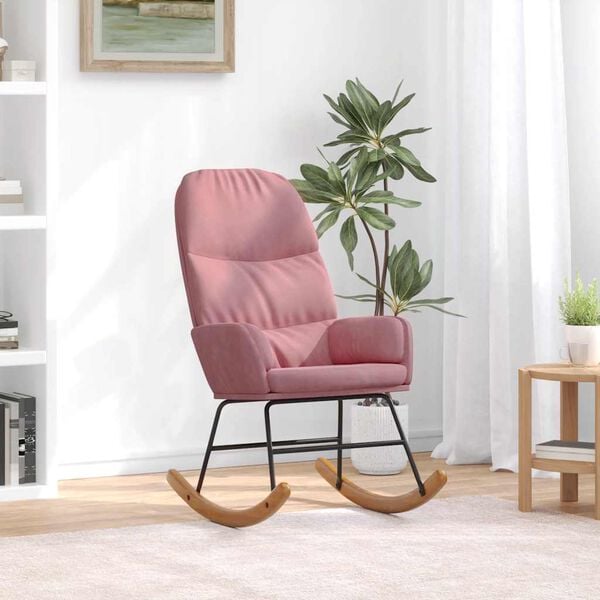 vidaXL Cadeira de baloi&ccedil;o veludo rosa
