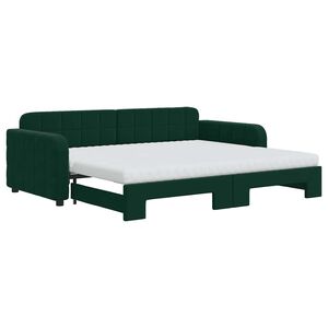 vidaXL Sof&aacute;-cama c/ gavet&atilde;o e colch&otilde;es 90x200cm veludo verde-escuro