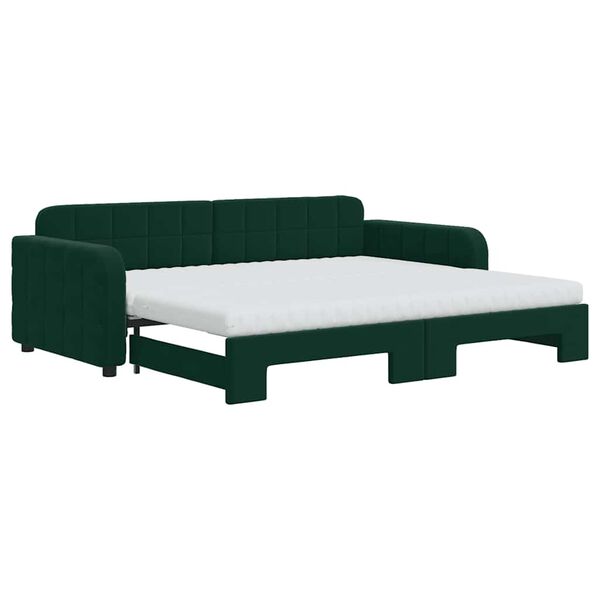 vidaXL Sof&aacute;-cama c/ gavet&atilde;o e colch&otilde;es 90x200cm veludo verde-escuro