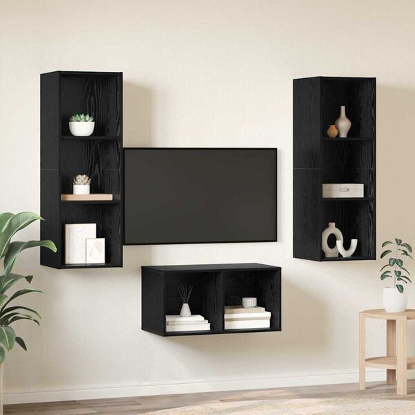 vidaXL Conjunto de m&oacute;vel de TV Carvalho Preto 37 x 37 x 107 cm