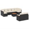 vidaXL 10 pcs conjunto sof&aacute;s de jardim c/ almofad&otilde;es vime PE preto