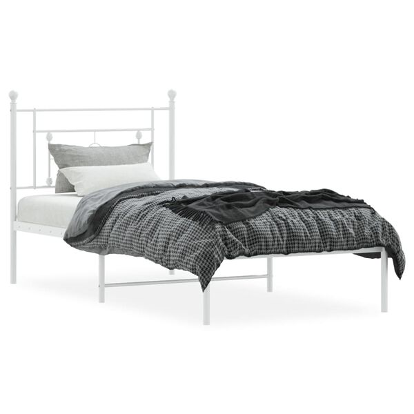 vidaXL Estrutura de cama com cabeceira 90x200 cm metal branco