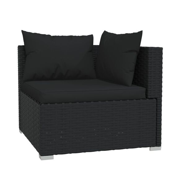 vidaXL 8 pcs conjunto lounge de jardim c/ almofad&otilde;es vime PE preto