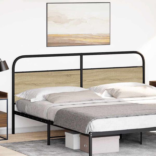 vidaXL Cabeceira de cama 190 cm derivados madeira/a&ccedil;o carvalho sonoma