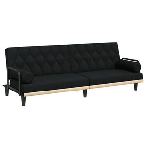 vidaXL Sof&aacute;-cama com apoio de bra&ccedil;os tecido preto