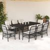 vidaXL 9 pcs conjunto de jantar p/ jardim c/ almofad&otilde;es vime PE preto