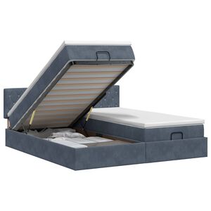 vidaXL Cama ottoman com colch&atilde;o 2 pcs Cinzento-Escuro Veludo