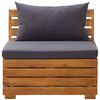 vidaXL Sof&aacute; de centro seccional c/ almofad&otilde;es madeira de ac&aacute;cia maci&ccedil;a
