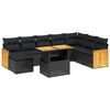 vidaXL 9 pcs conjunto sof&aacute;s jardim almofad&otilde;es vime PE/ac&aacute;cia cinzento