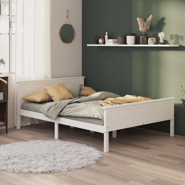 vidaXL Estrutura de cama 160x200 cm pinho maciço branco
