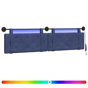 vidaXL Cabeceira suspensa Com luz LED Azul Pol&iacute;cia Veludo