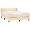vidaXL Cama com molas/colch&atilde;o 140x190 cm tecido cor creme