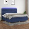 vidaXL Cama box spring c/ colch&atilde;o e LED 200x200 cm tecido azul