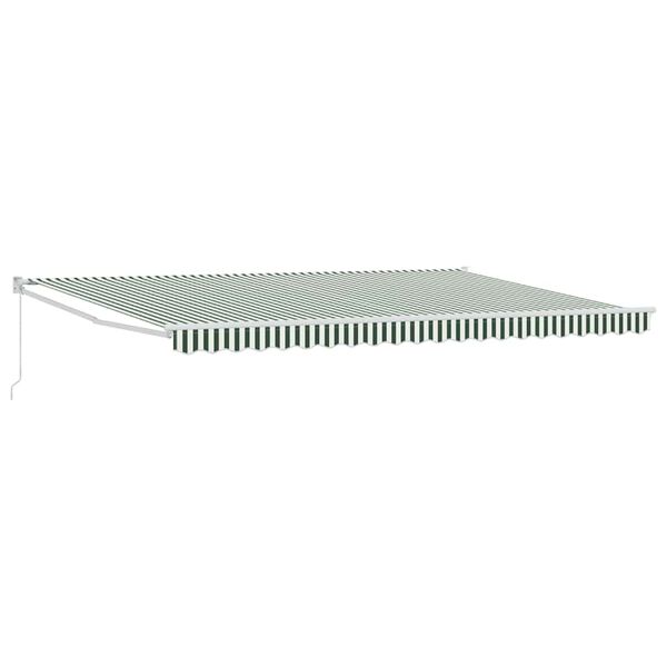 vidaXL Toldo Retrátil Verde e Branco 500 × 300 cm Poliéster, Metal