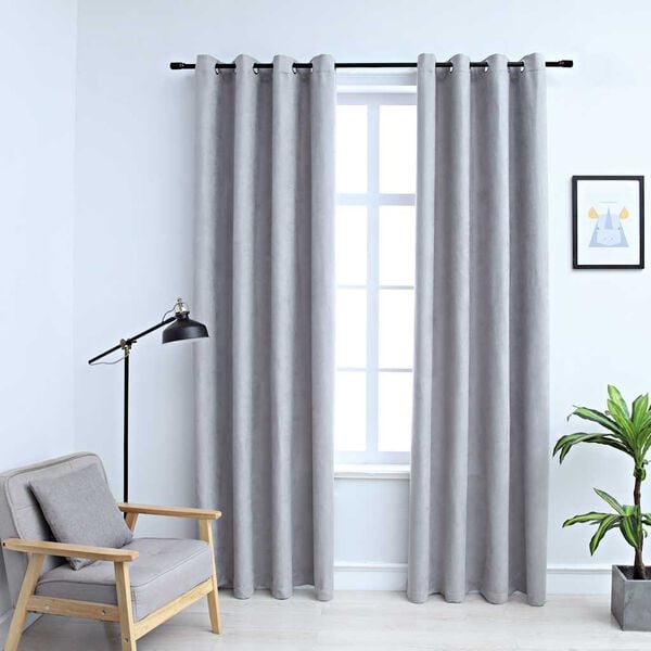 vidaXL Cortinas blackout c/ argolas em metal 2 pcs 140x175 cm cinzento