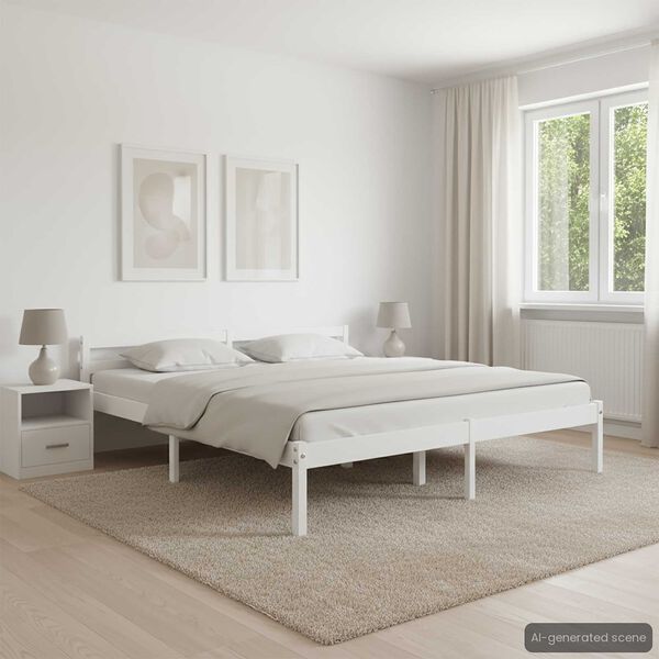 vidaXL Estrutura de cama 180x200 cm pinho maci&ccedil;o branco