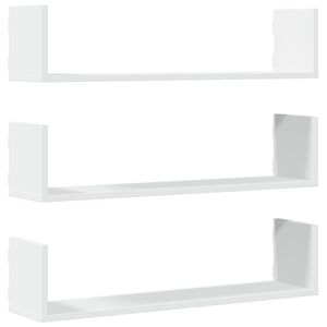 vidaXL Prateleiras de parede 3 pcs 80x18x18cm derivados madeira branco
