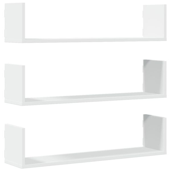 vidaXL Prateleiras de parede 3 pcs 80x18x18cm derivados madeira branco