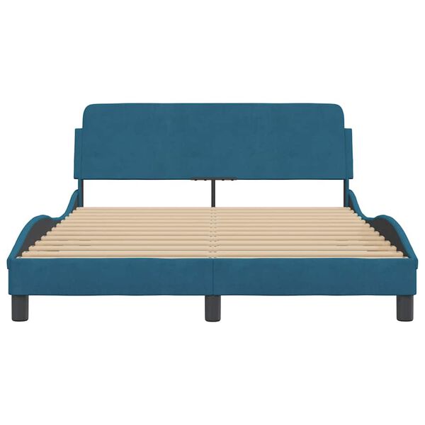 vidaXL Estrutura de cama com cabeceira Dover 140x190 cm veludo azul