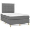 vidaXL Cama boxspring com colch&atilde;o 120x190 cm tecido cinzento-escuro