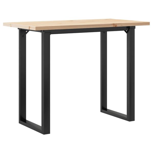 vidaXL Mesa de jantar estrutura em O 100x50x75,5cm pinho/a&ccedil;o