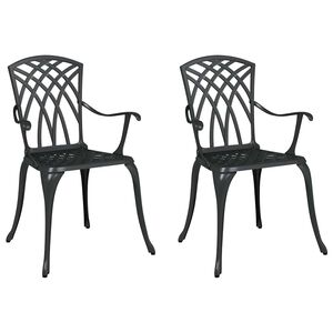 vidaXL Cadeira de Jardim 2 pcs Preto 55 x 56.5 x 91cm Alumínio