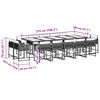 vidaXL 15 pcs conjunto de jantar p/jardim com almofad&otilde;es vime PE preto